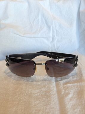 Ed Hardy Black Rimless Sunglasses with Brown Gradient Lenses
